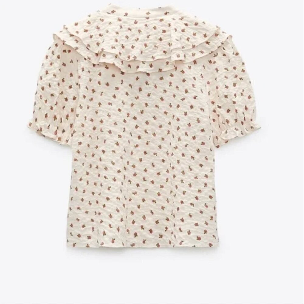 Zara Ruffled Rustic Shirt Size S NEW WITH TAG! - Picture 6 of 6